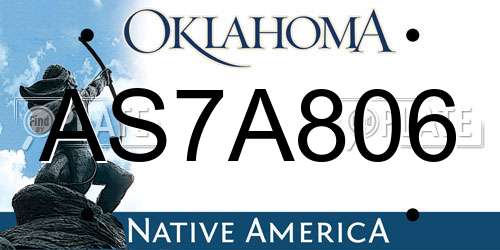 AS7A806 Oklahoma License Plate