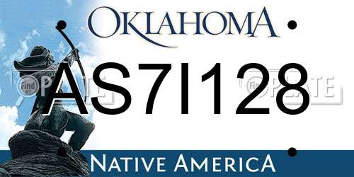 AS7I128 Oklahoma License Plate