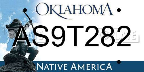 AS9T282 Oklahoma License Plate