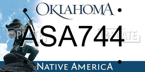 ASA744 Oklahoma License Plate