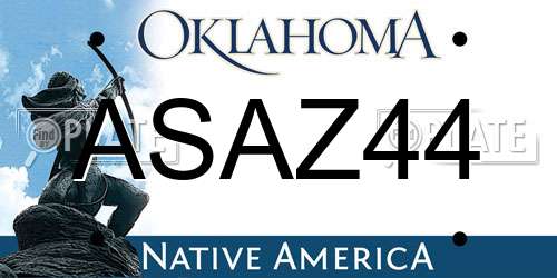 ASAZ44 Oklahoma License Plate