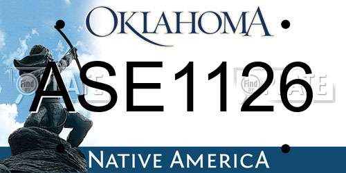 ASE1126 Oklahoma License Plate