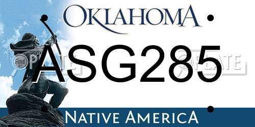 ASG285 Oklahoma License Plate