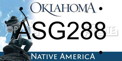 ASG288 Oklahoma License Plate