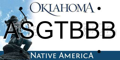 ASGTBBB Oklahoma License Plate