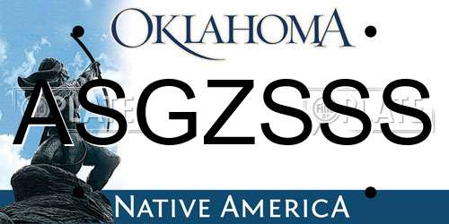 ASGZSSS Oklahoma License Plate