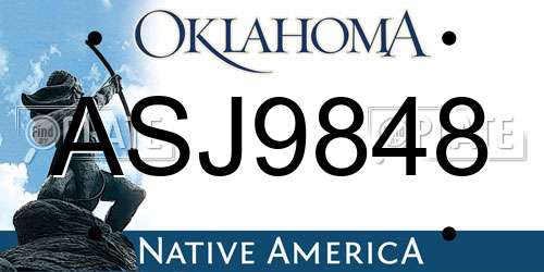 ASJ9848 Oklahoma License Plate