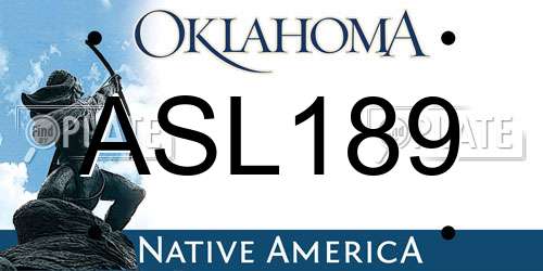 ASL189 Oklahoma License Plate