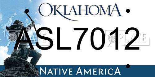 ASL7012 Oklahoma License Plate