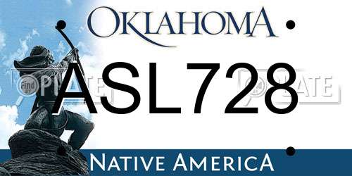 ASL728 Oklahoma License Plate