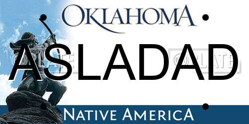 ASLADAD Oklahoma License Plate
