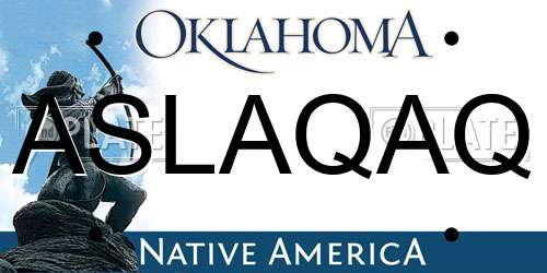 ASLAQAQ Oklahoma License Plate