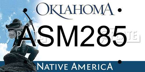 ASM285 Oklahoma License Plate