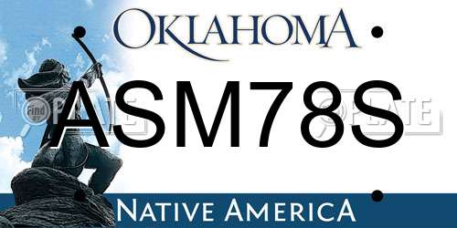 ASM78S Oklahoma License Plate