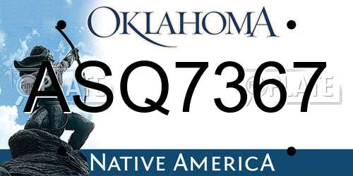 ASQ7367 Oklahoma License Plate