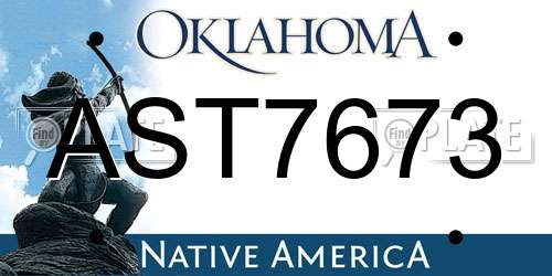 AST7673 Oklahoma License Plate