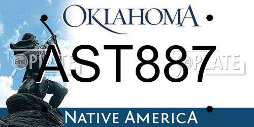 AST887 Oklahoma License Plate