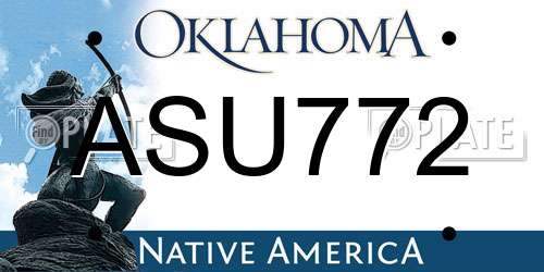 ASU772 Oklahoma License Plate