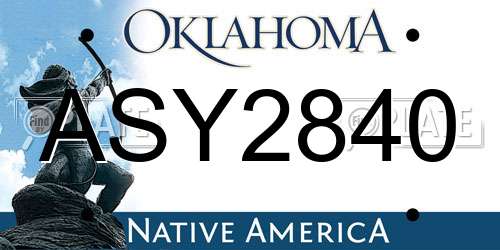 ASY2840 Oklahoma License Plate