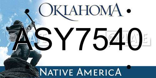 ASY7540 Oklahoma License Plate