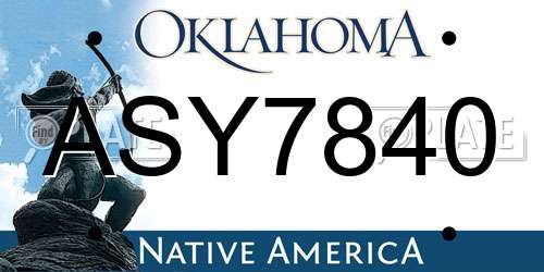 ASY7840 Oklahoma License Plate