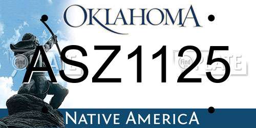 ASZ1125 Oklahoma License Plate
