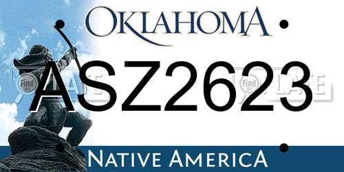 ASZ2623 Oklahoma License Plate
