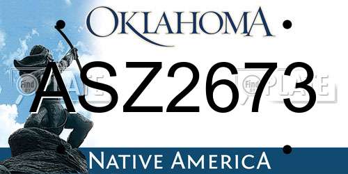 ASZ2673 Oklahoma License Plate
