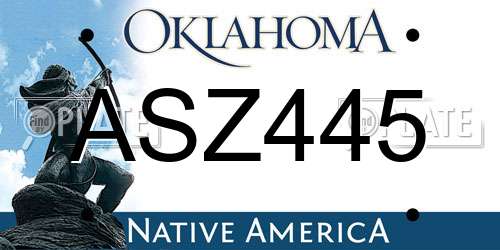 ASZ445 Oklahoma License Plate