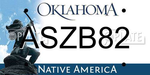 ASZB82 Oklahoma License Plate