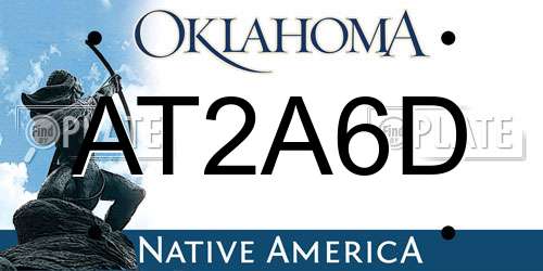AT2A6D Oklahoma License Plate