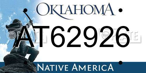 AT62926 Oklahoma License Plate
