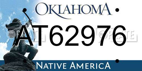 AT62976 Oklahoma License Plate