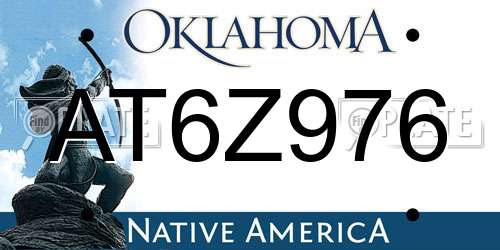 AT6Z976 Oklahoma License Plate