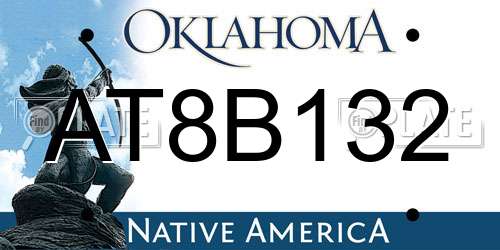 AT8B132 Oklahoma License Plate
