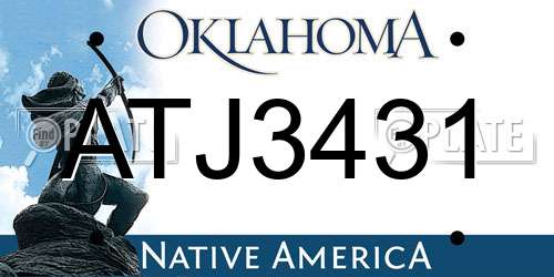 ATJ3431 Oklahoma License Plate