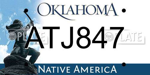 ATJ847 Oklahoma License Plate