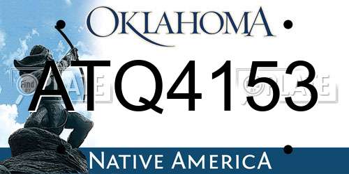 ATQ4153 Oklahoma License Plate