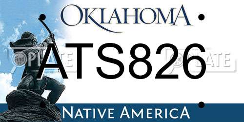ATS826 Oklahoma License Plate