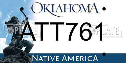 ATT761 Oklahoma License Plate