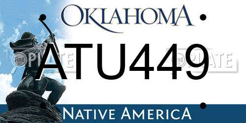 ATU449 Oklahoma License Plate