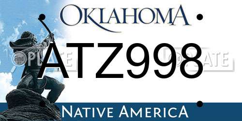 ATZ998 Oklahoma License Plate