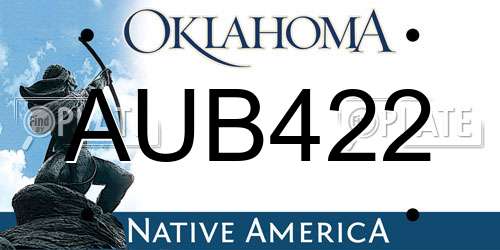 AUB422 Oklahoma License Plate