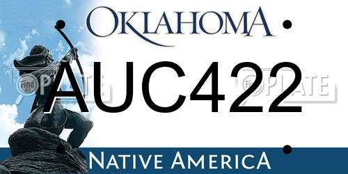AUC422 Oklahoma License Plate