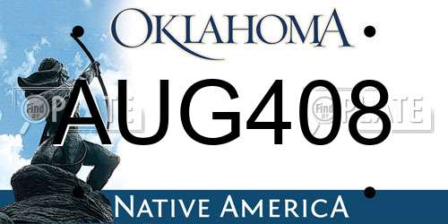 AUG408 Oklahoma License Plate
