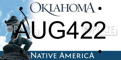 AUG422 Oklahoma License Plate