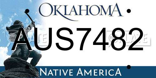 AUS7482 Oklahoma License Plate