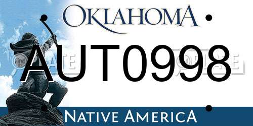 AUT0998 Oklahoma License Plate