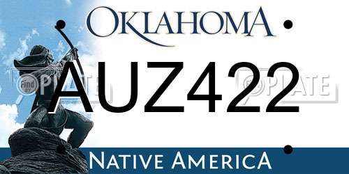 AUZ422 Oklahoma License Plate