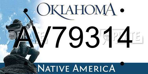 AV79314 Oklahoma License Plate